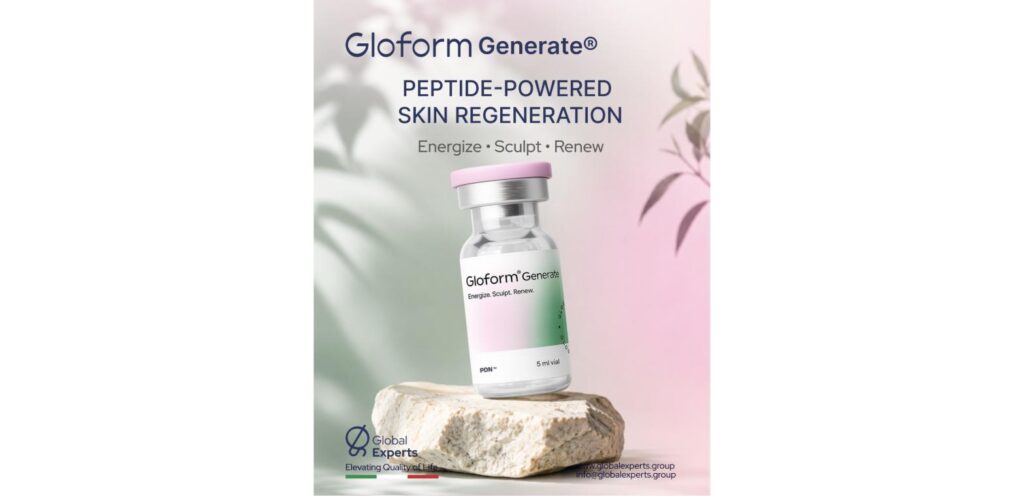 Gloform Generate peptide-powered skin regeneration serum vial by Global Experts